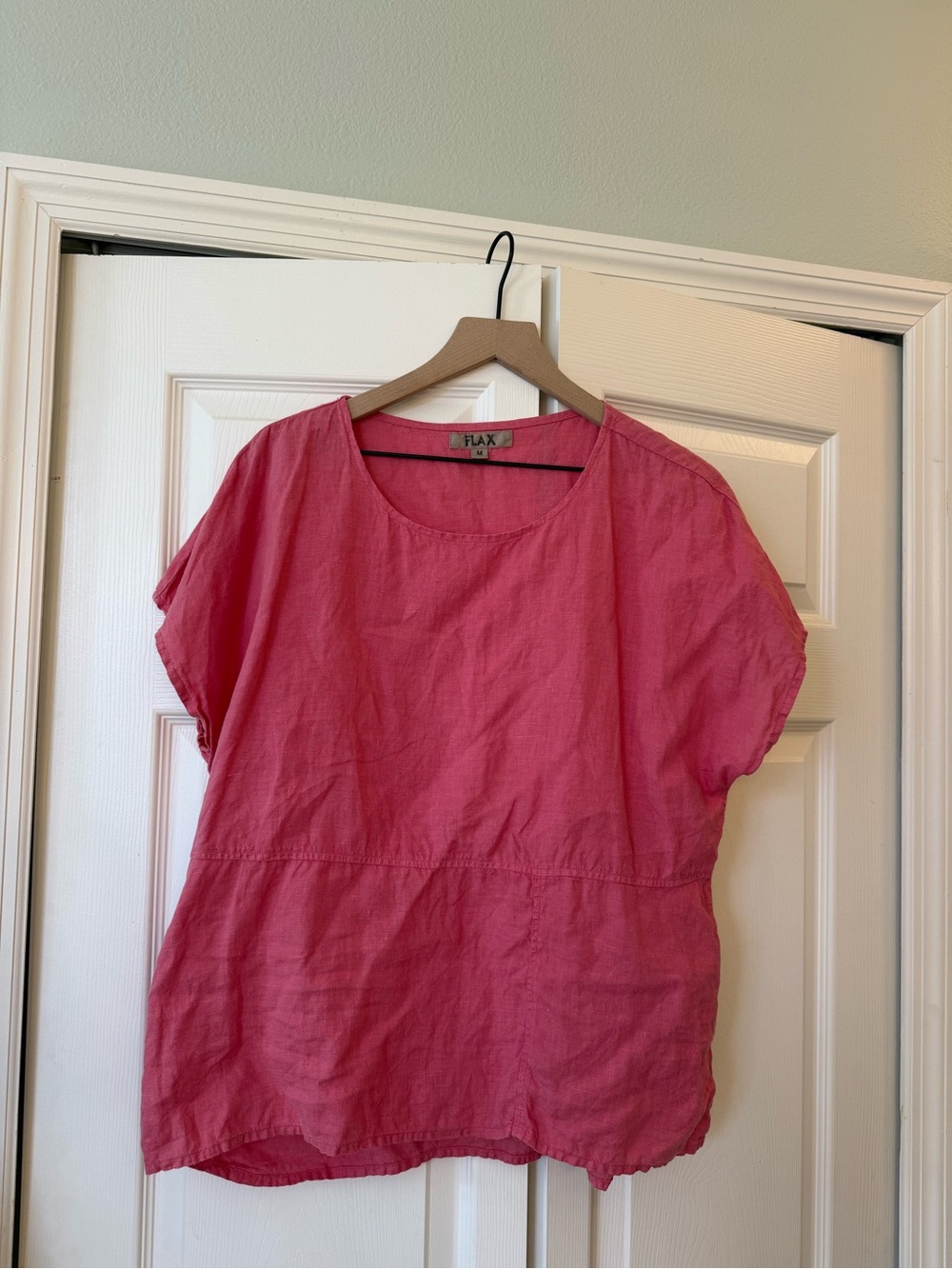 FLAX by Jeanne Engelhart 100% Linen Pink Tee Blouse Sz M - Picture 3 of 8